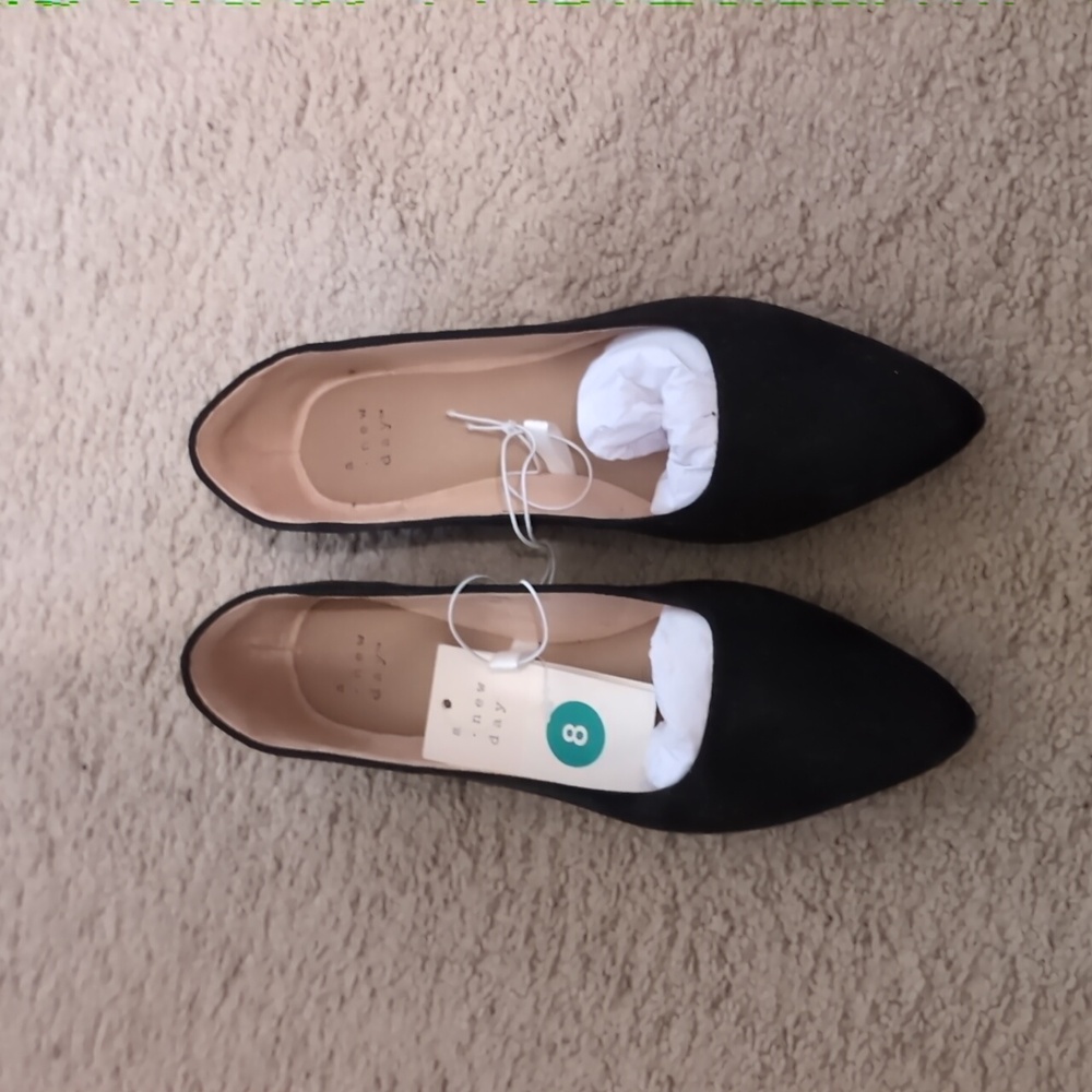 Black suede flats